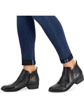 Sun + Stone Women’s Black Leather Ankle Booties